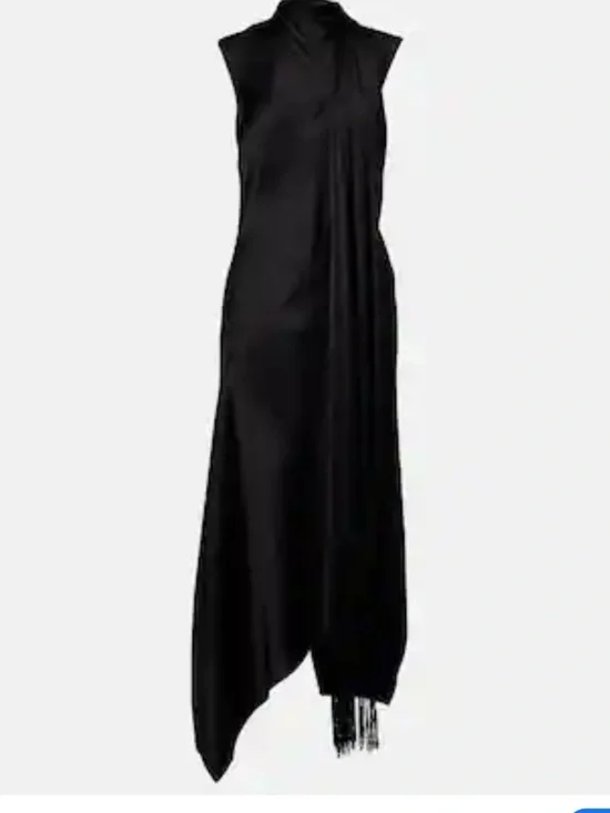 ACNE STUDIOS Fringed scarf-detail satin midi dress - Picture 3 of 11